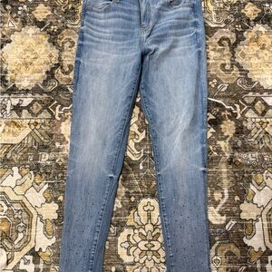 American Eagle Outfitters Light Blue Skinny Jeans with rhinestone embellishments